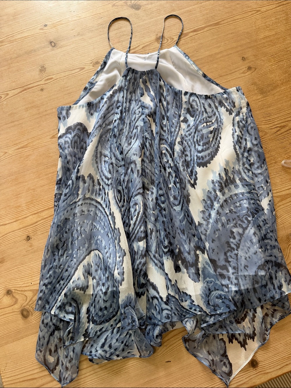 Milly Blue and White Paisley silk top - Picture 3 of 5